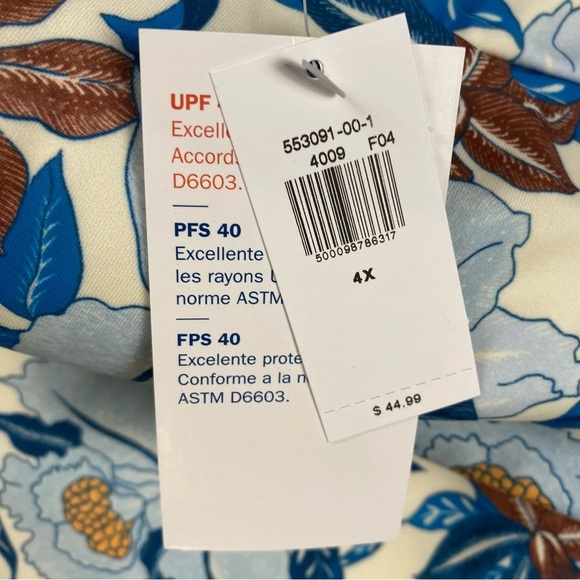 Old Navy Swimsuit Women Plus 4X White Blue Brown Floral One Shoulder One Piece - Picture 2 of 8